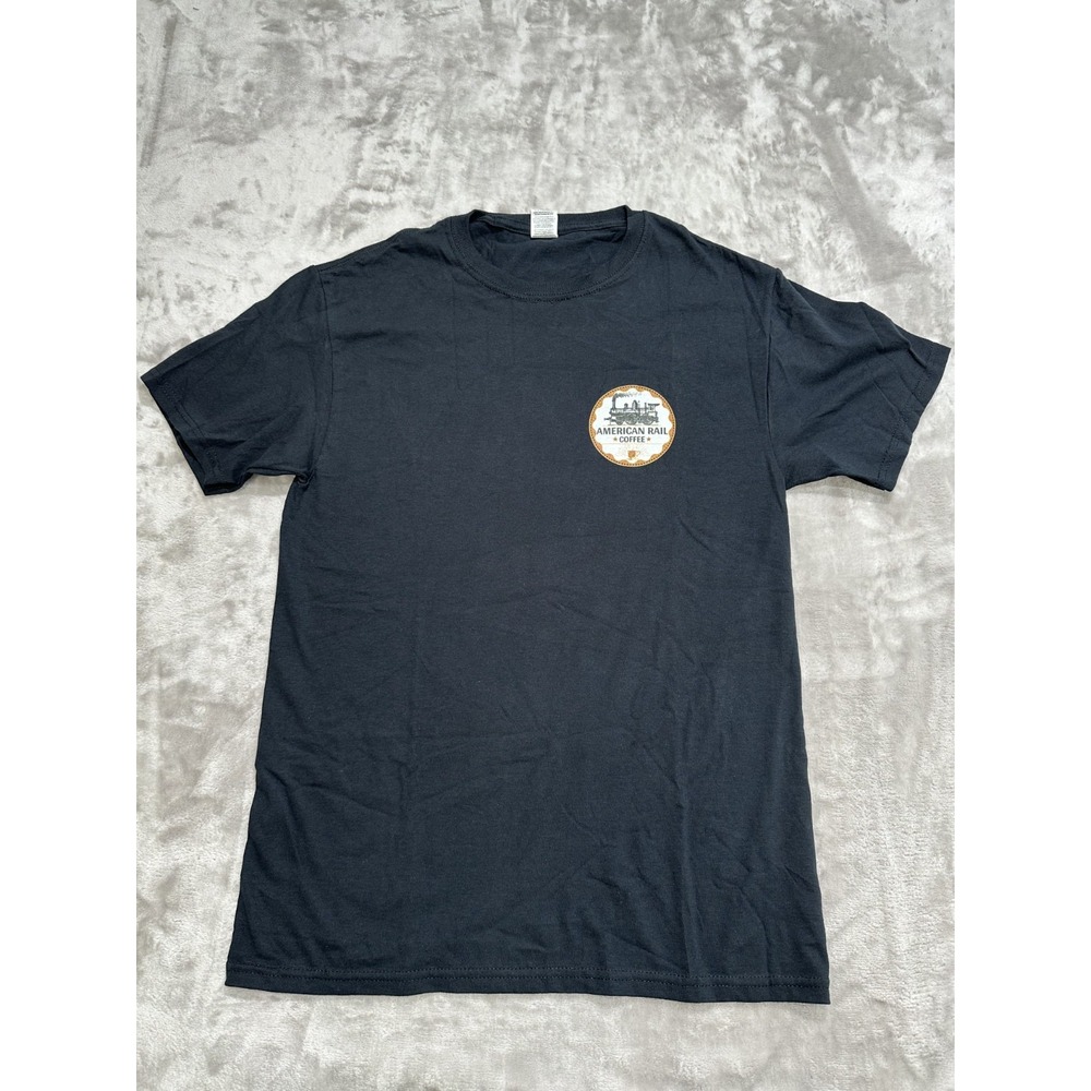 American Rail T-Shirt Men's Size Small Black Coffee Theme Short Sleeve New